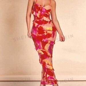 Shein criss cross tie back bodycon dress size M